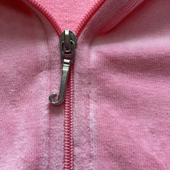 Juicy Pink Velour Zip-Up Hoodie Sweatshirt.  Girls size S - Picture 3 of 5